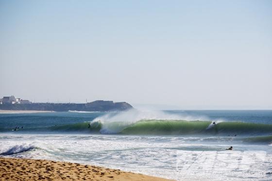 View from the beach at Supertubos Peniche