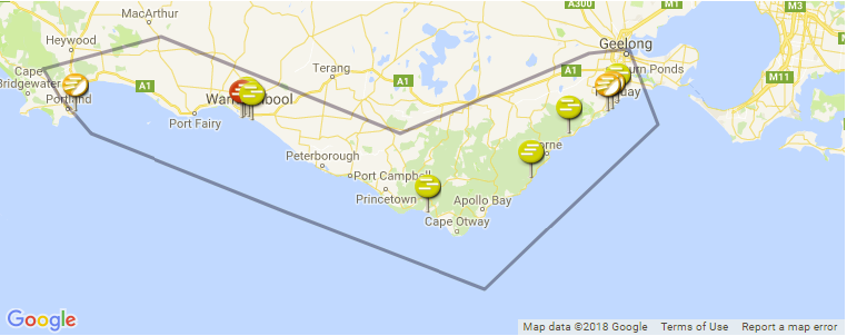 Great Ocean Road surf map