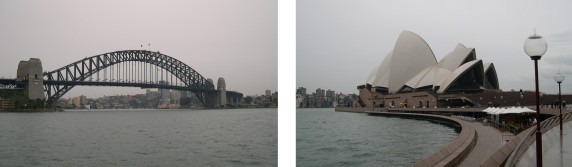 The Opera House and Sydney Harbour Bridge on a rainy day Opera House and Harbour Bridge Raining