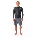 Dawn Patrol Long Sleeve Front Zip Jacket in Black Wetsuit