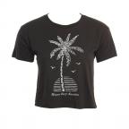 Palm And Sun Crop in Black Shirt