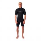 Dawn Patrol Short Sleeve Springsuit Chest Zip in Black Wetsuit