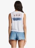 Palm Trees Painting V-Neck Crop Top in White Shirt
