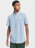 Island Vibrations in Blue Woven Shirt