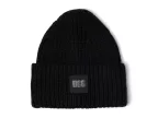 Chunky Rib Beanie With Logo (black)