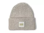 Chunky Rib Beanie With Logo (light Grey)