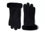 Embroidered Water Resistant Sheepskin Gloves With Tech Palm (black)