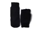 Knit Flip Mitten With Leather Palm Patch (black)