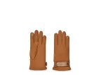 Logo Leather Smart Gloves With Conductive Tips And Recycled Microfur Lining (chestnut)