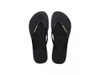 Slim Logo Metallic Flip Flops (black/golden)