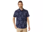 Deco Palms Short Sleeve Woven (three Lines Palms Blue)